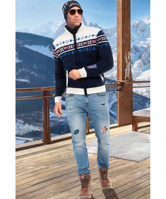 Nebulus Norweger Strickjacke mit Teddyfell CANADIAN Herren Meist gekauft