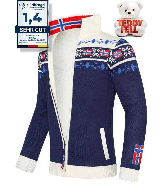 Nebulus Norweger Strickjacke mit Teddyfell CANADIAN Herren Meist gekauft