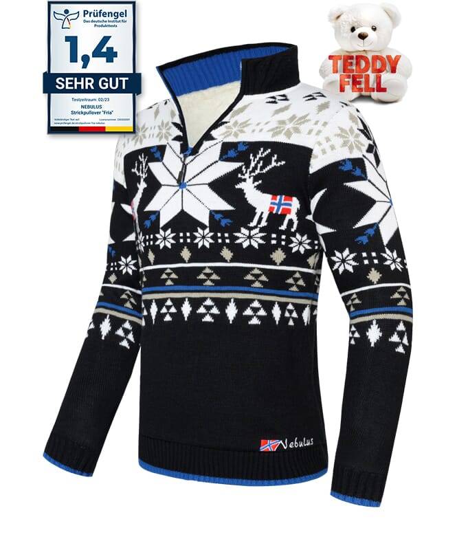 Nebulus Norweger Strickpulli mit Teddyfell FRIA Herren Kostenlose Rückgabe