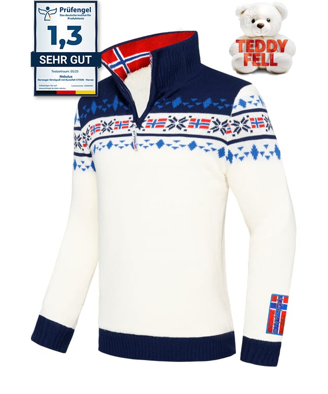Nebulus Norweger Strickpulli mit Teddyfell STEEN Herren Fabrikverkauf