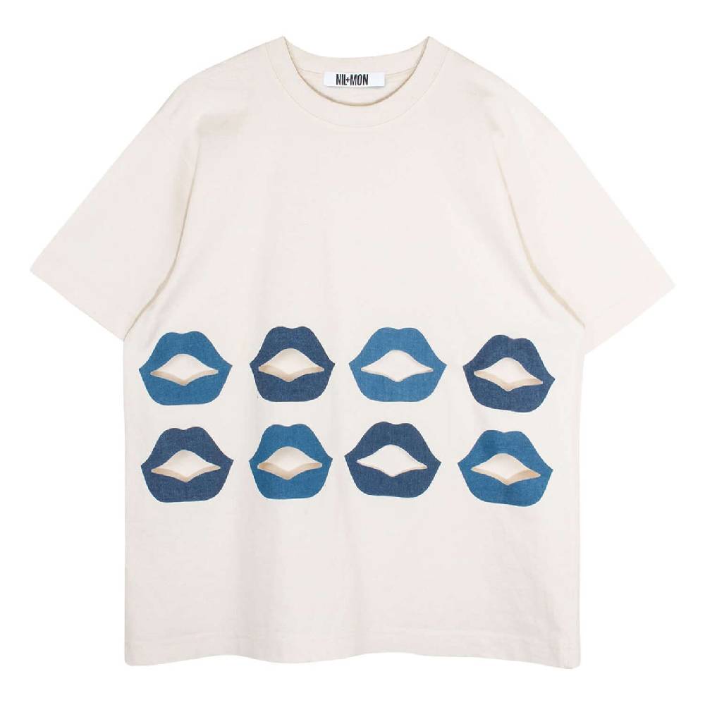 NIL+MON Oversize Tee "Denim Lips" Fabrikverkauf