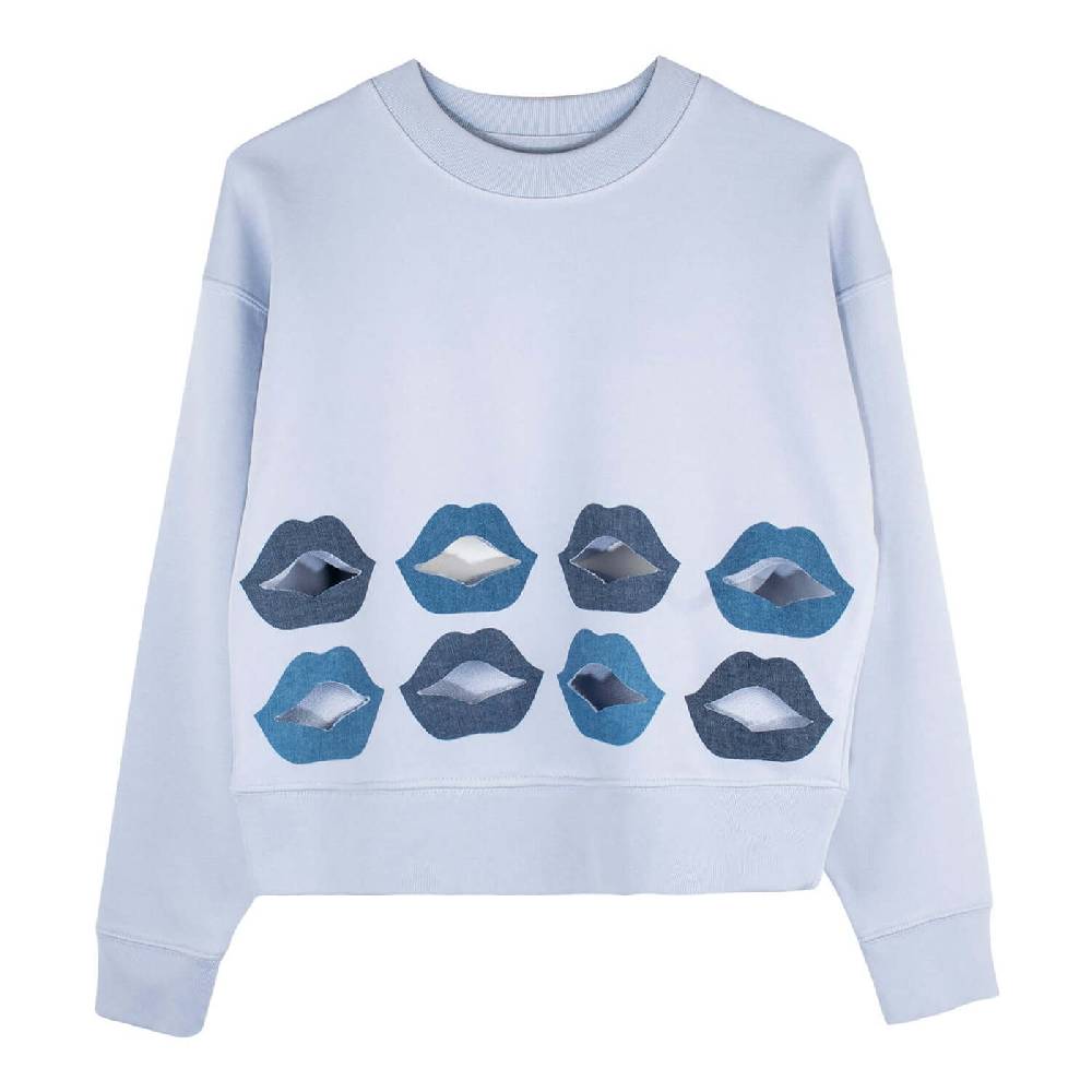NIL+MON Crop Sweatshirt "Denim Lips" Schlussverkauf