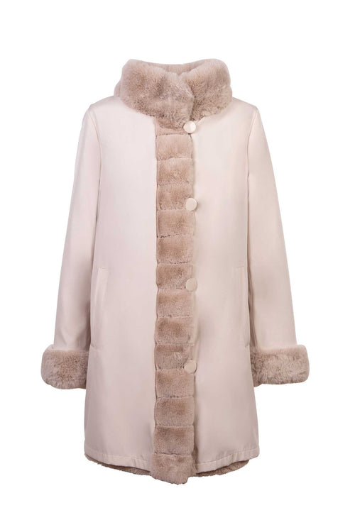 Petite M. Kunstpelz Jacke zum Wenden Creme Verkauf
