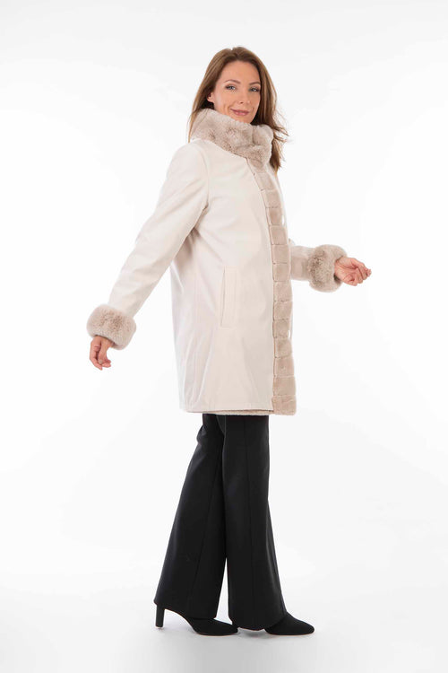 Petite M. Kunstpelz Jacke zum Wenden Creme Verkauf
