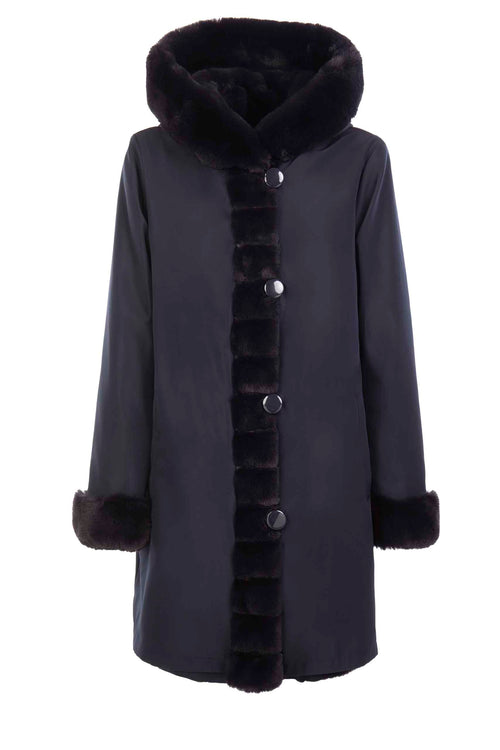 Petite M. Kunstpelz Jacke reversible in Dunkelblau im Angebot