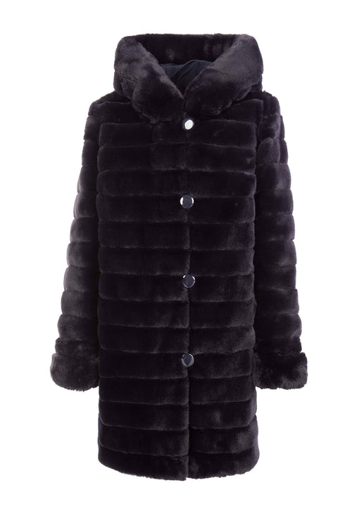 Petite M. Kunstpelz Jacke reversible in Dunkelblau im Angebot