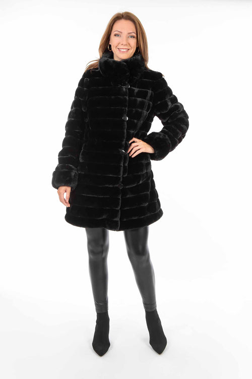 Petite M. Kunstpelz Jacke zum Wenden Schwarz Günstiger Verkauf
