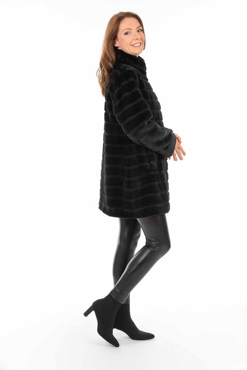 Petite M. Kunstpelz Jacke zum Wenden Schwarz Günstiger Verkauf