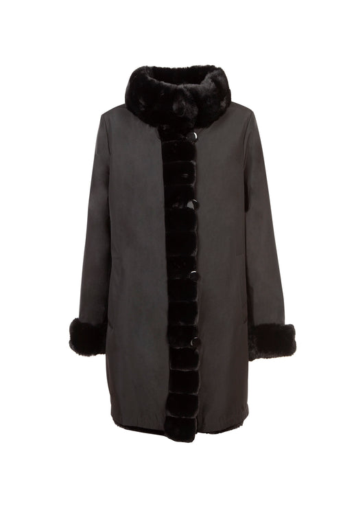 Petite M. Kunstpelz Jacke zum Wenden Schwarz Günstiger Verkauf