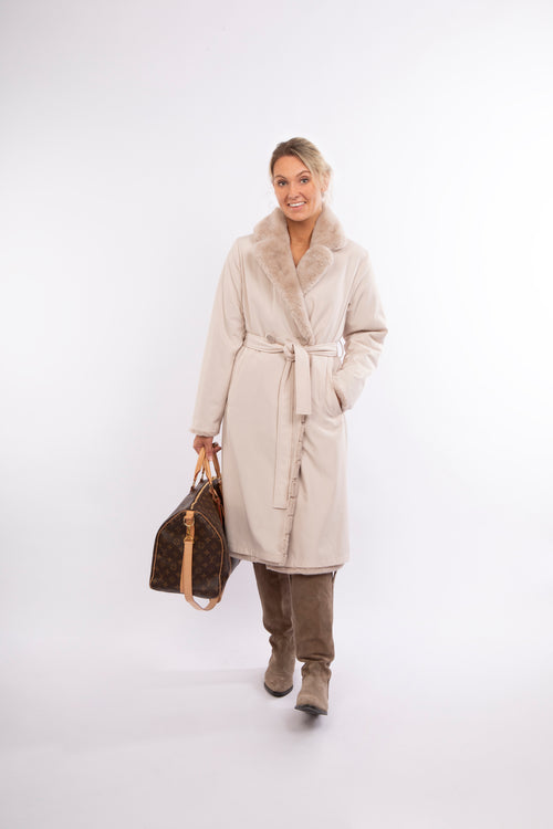 Petite M. Kunstfell Trenchcoat zum Wenden in Creme Meist gekauft