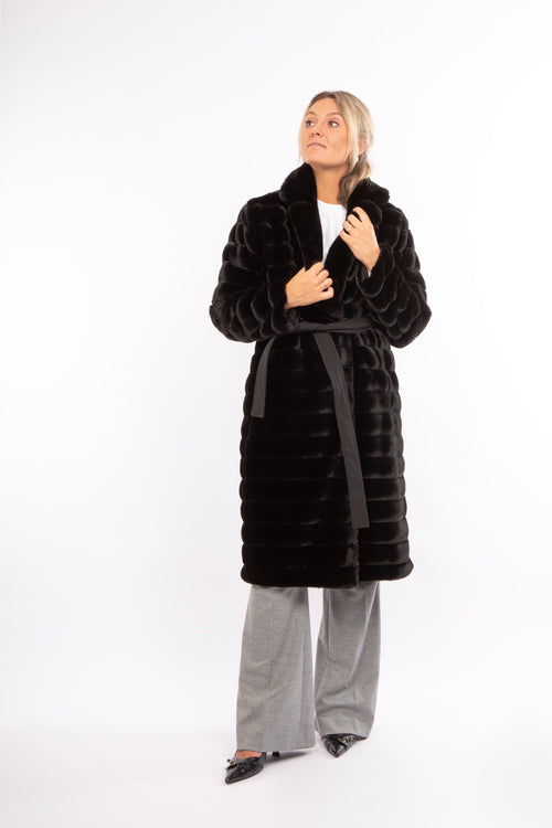 Petite M. Kunstfell Trenchcoat in Schwarz Blitzverkäufe