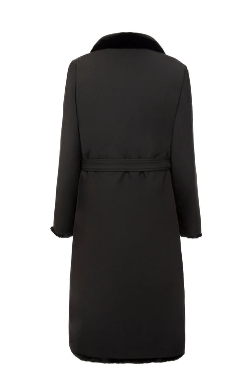 Petite M. Kunstfell Trenchcoat in Schwarz Blitzverkäufe