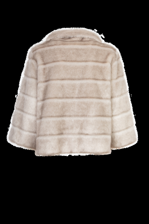 Petite M. Kurze Kunstpelzjacke in Silbergrau im Angebot