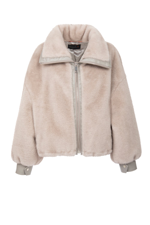 Petite M. Kunstpelz Bomberjacke in Silbergrau Outlet