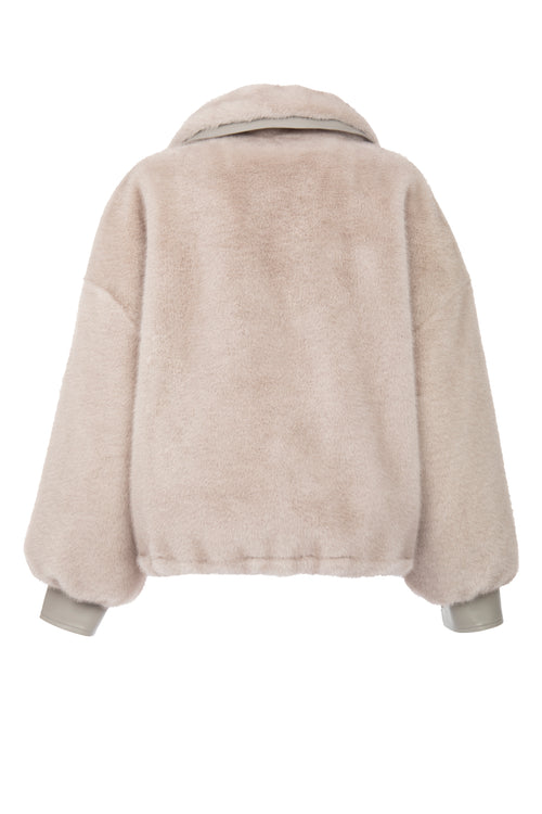 Petite M. Kunstpelz Bomberjacke in Silbergrau Outlet