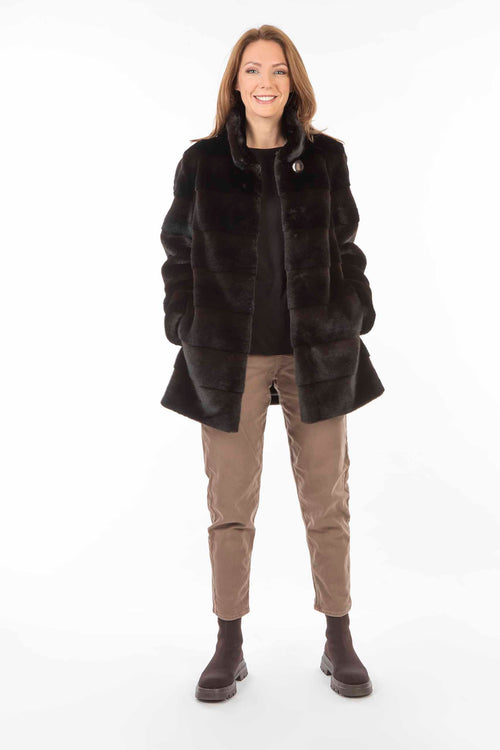 Petite M. Kunstfell Jacke Nerzoptik Schwarzbraun Angebote