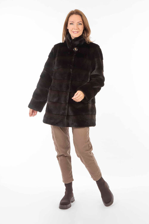 Petite M. Kunstfell Jacke Nerzoptik Schwarzbraun Angebote