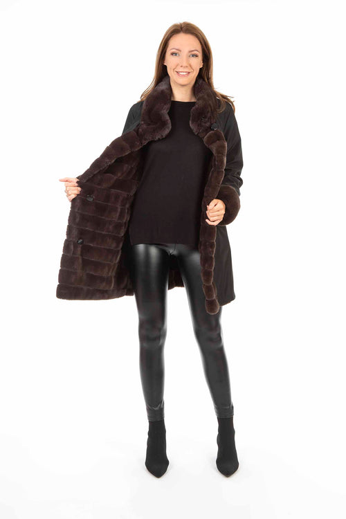 Petite M. Kunstpelz Jacke zum Wenden Schwarz - Braun Hotsell