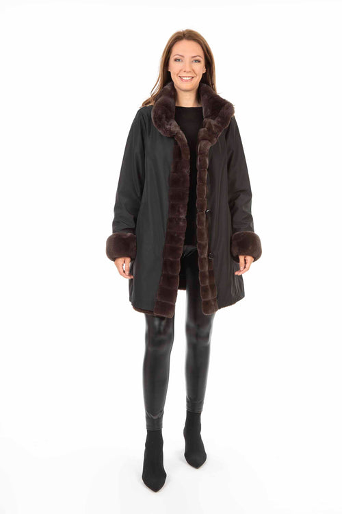Petite M. Kunstpelz Jacke zum Wenden Schwarz - Braun Hotsell