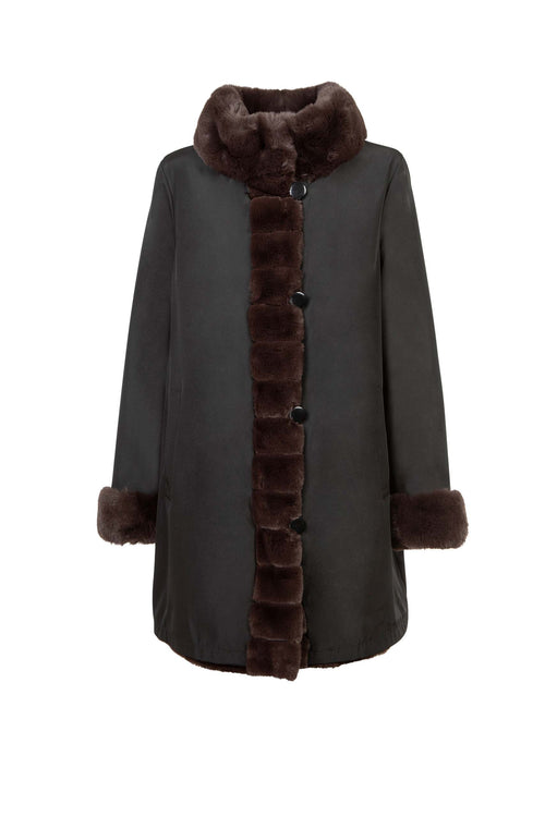 Petite M. Kunstpelz Jacke zum Wenden Schwarz - Braun Hotsell