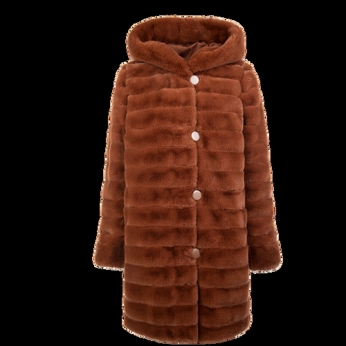 Petite M. Wendemantel mit Kapuze in Kunstfell und Microfaser, Farbe Cognac Angebote