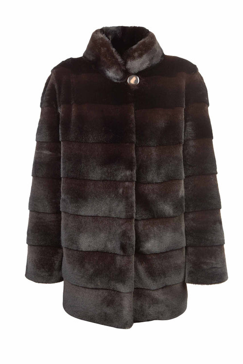 Petite M. Kunstfell Jacke Nerzoptik Schwarzbraun Auslauf