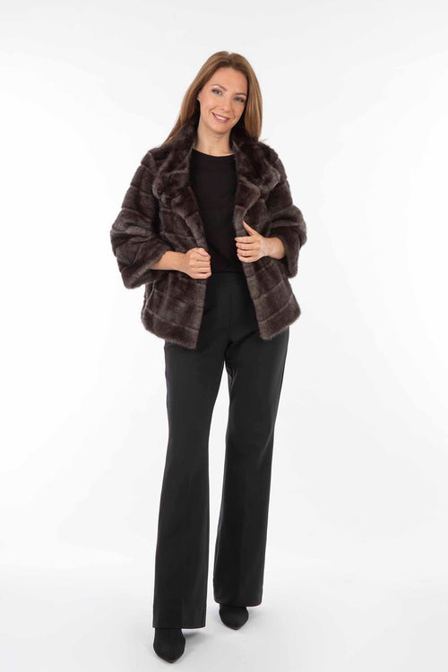 Petite M. Kurze Kunstfell Jacke in Aubergine/Anthrazit Günstiger Verkauf
