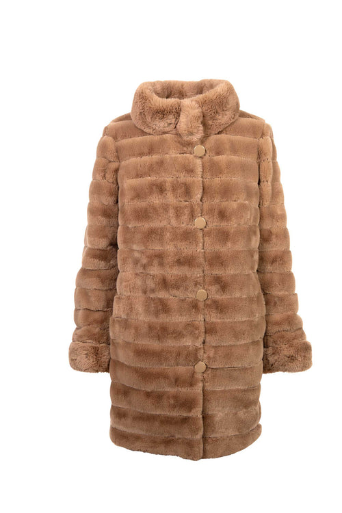 Petite M. Kunstpelz Jacke zum Wenden Camel Auslauf