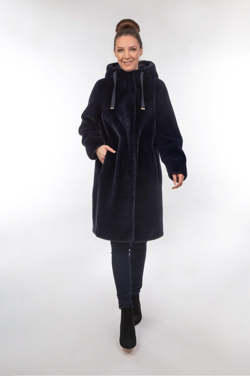 Petite M. Kunstpelz Parka Dunkelblau Fabrikverkauf