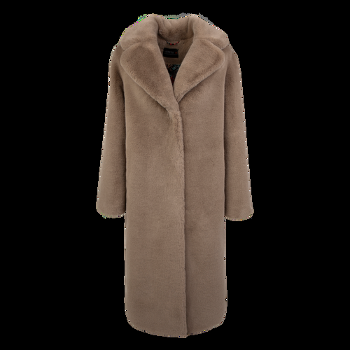 Petite M. Langer Kunstpelz Mantel in Sandfarbe Beige Online