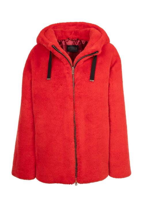 Petite M. Jacke in Kunstpelz mit Kapuze, Rot Meist gekauft
