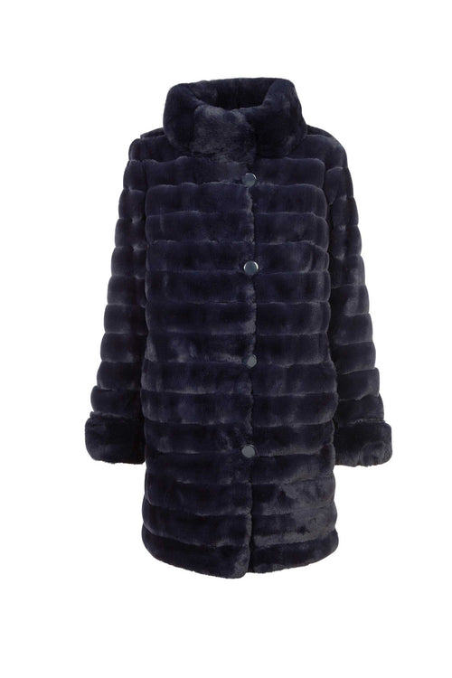 Petite M. Kunstpelz Jacke zum Wenden Blau Verkauf