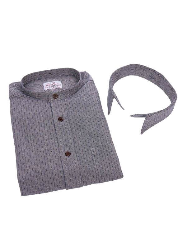 Pike Brothers 1923 Buccanoy Collar grey striped Fabrikverkauf