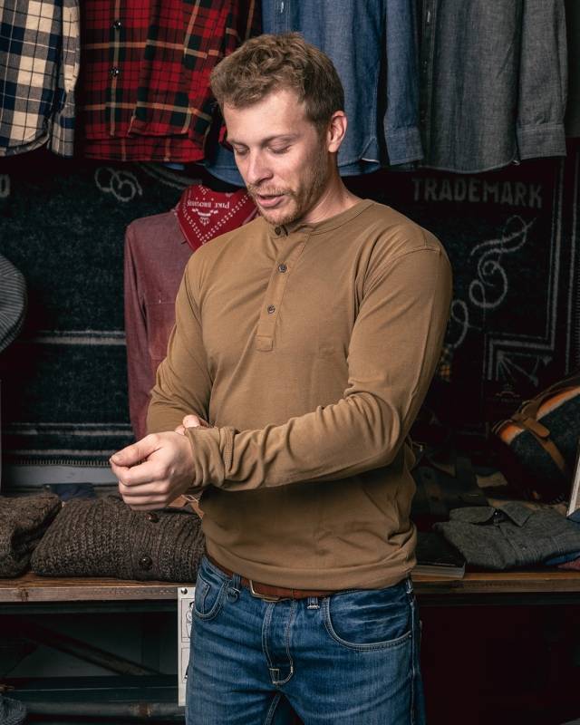 Pike Brothers 1927 Henley Shirt long sleeve Mojave brown Angebote
