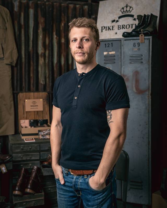 Pike Brothers 1927 Henley Shirt short sleeve Mojave blue Online