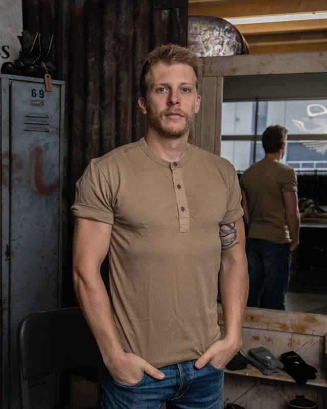 Pike Brothers 1927 Henley Shirt short sleeve Mojave beige Outlet