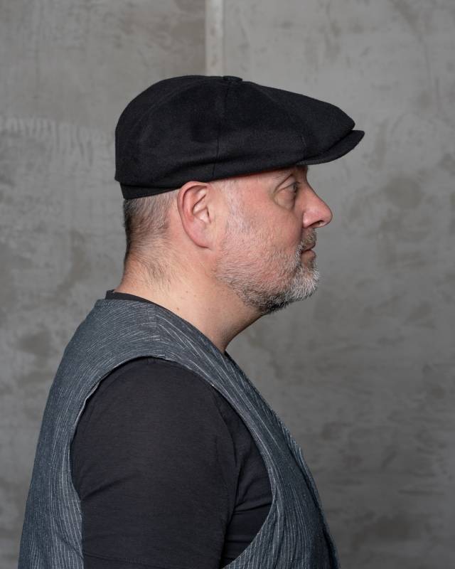 Pike Brothers 1928 Newsboy Cap Moleskin sulphur black Verkauf