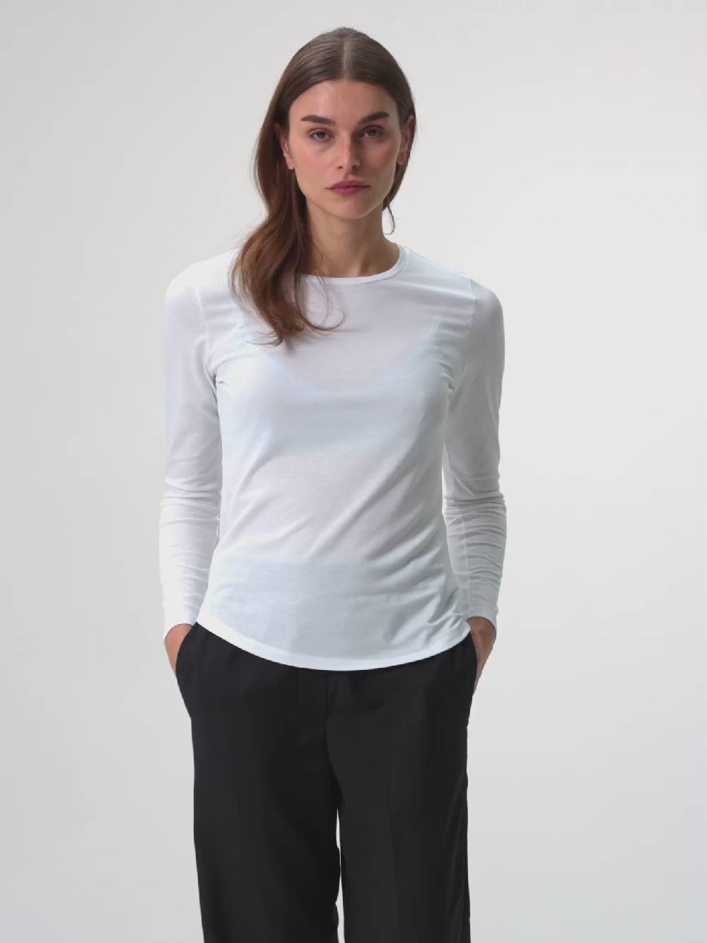 Pinqponq Longsleeve TENCEL™ - Wooden White (Female) Schlussverkauf