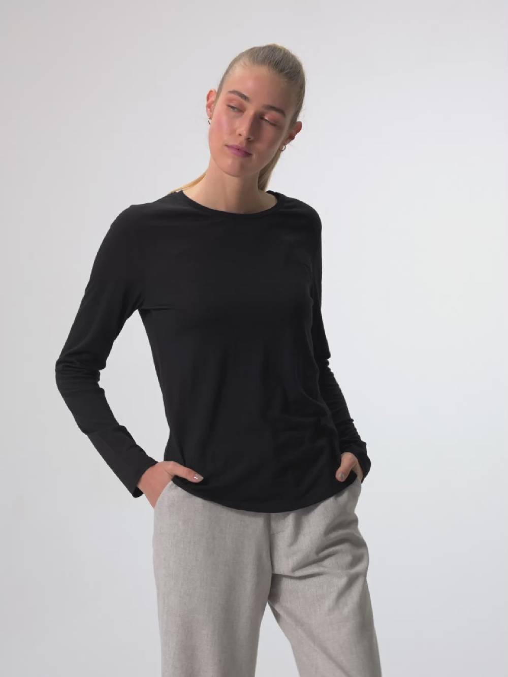 Pinqponq Longsleeve Merino - Sheep Black (Female) Outlet