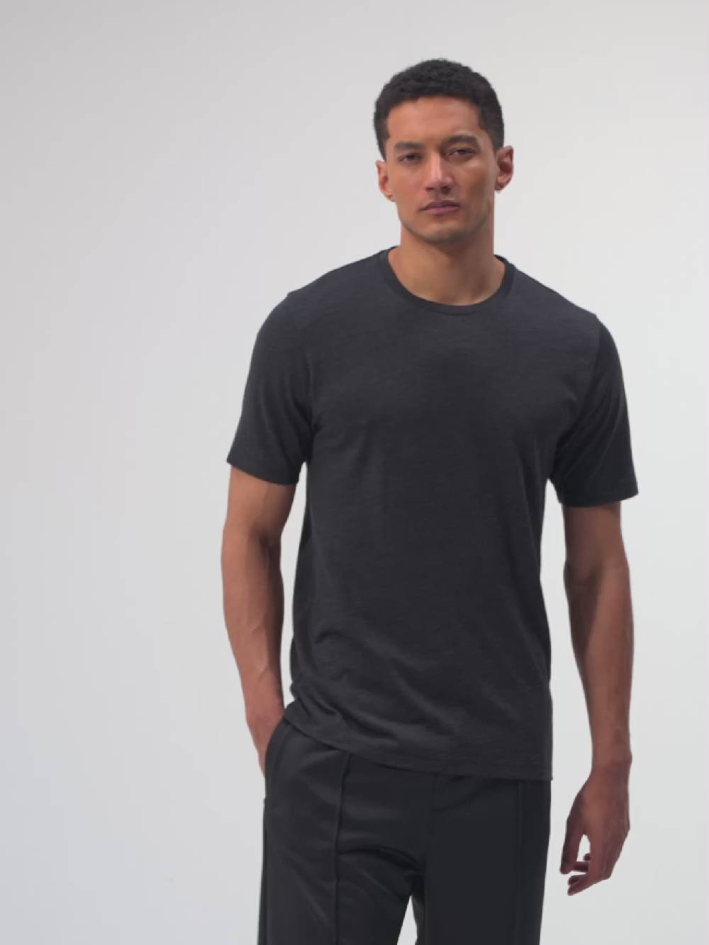 Pinqponq T-Shirt Merino - Dark Grey Melange (Male) Schlussverkauf