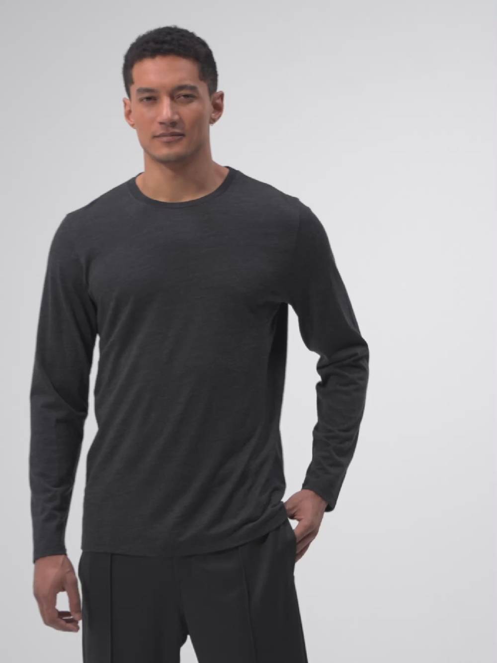 Pinqponq Longsleeve Merino - Dark Grey Melange (Male) Verkauf