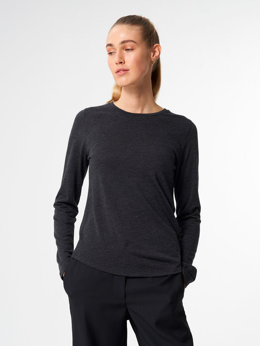 Pinqponq Longsleeve Merino - Dark Grey Melange (Female) im Angebot