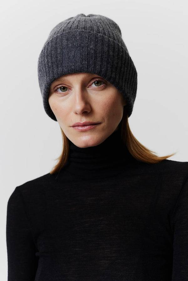 ﻿Prinz Berlin Kaschmir Beanie Rib Knit Graphit