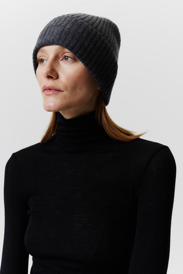 ﻿Prinz Berlin Kaschmir Beanie Rib Knit Graphit Online