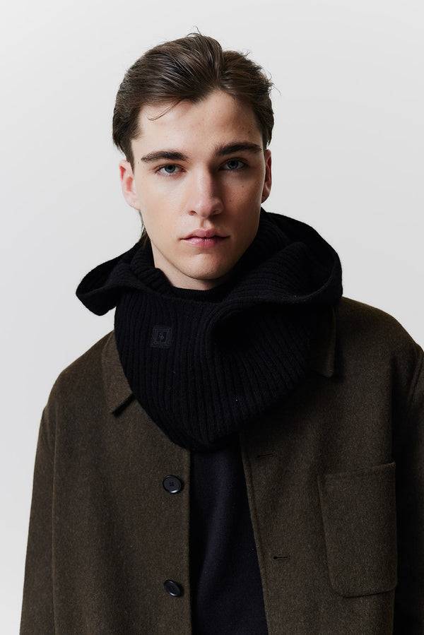 Prinz Berlin Kaschmir Hood Rib Knit Schwarz Outlet
