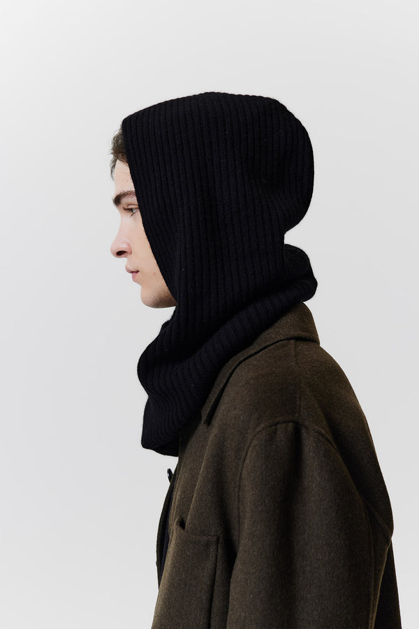 Prinz Berlin Kaschmir Hood Rib Knit Schwarz Outlet