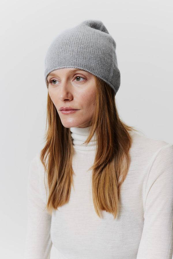 Prinz Berlin Kaschmir Beanie Fine Knit Hellgrau Angebote