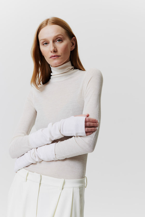 Prinz Berlin Kaschmir Arm Warmers Fine Knit Off-White im Angebot
