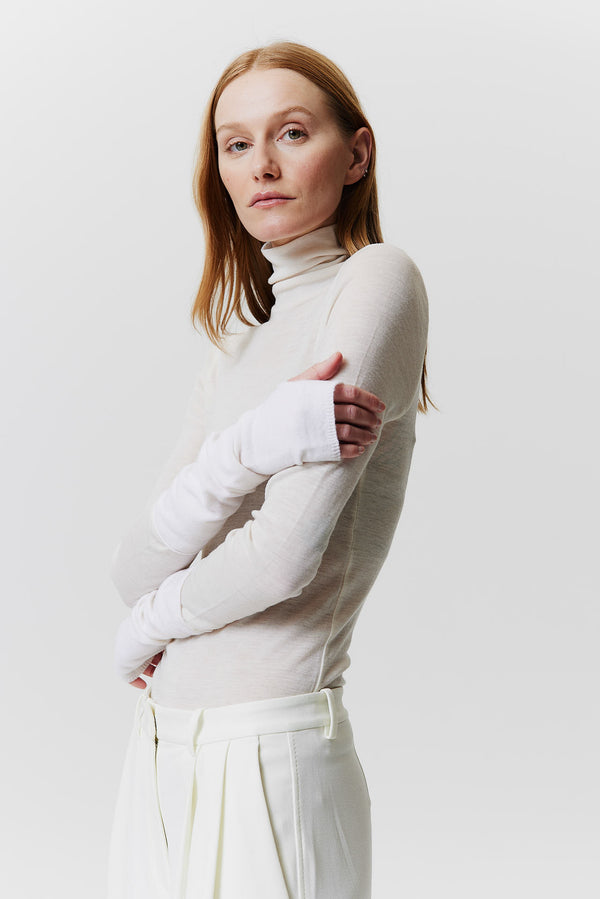 Prinz Berlin Kaschmir Arm Warmers Fine Knit Off-White im Angebot