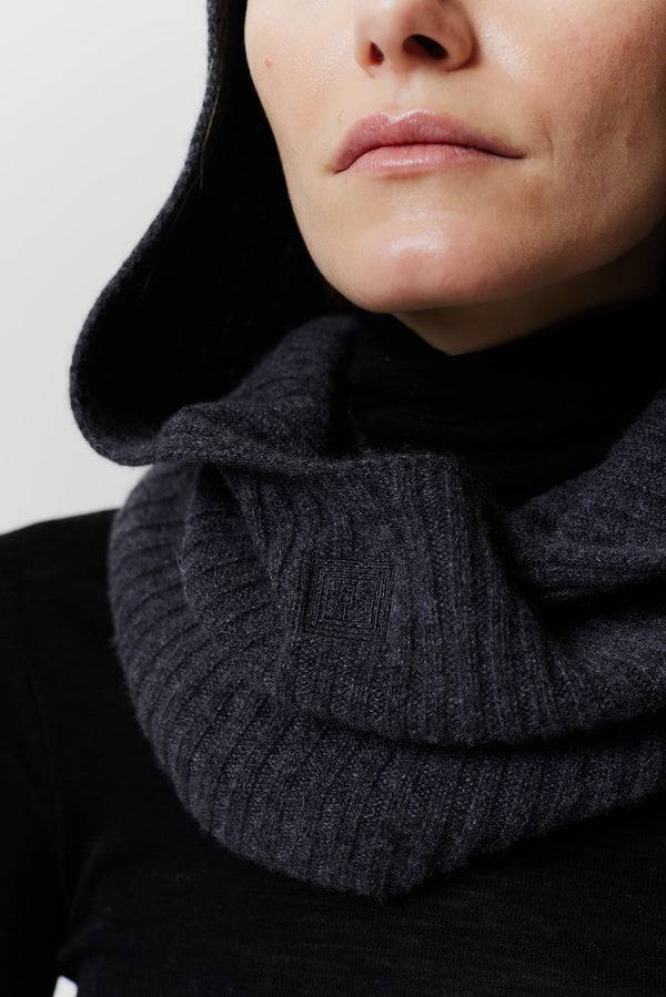 Prinz Berlin Kaschmir Hood Rib Knit Graphit Günstiger Verkauf